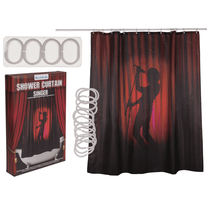 Duschvorhang, Singer Silhouette, 180 x 180 cm,