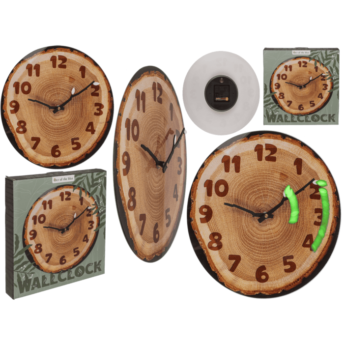 Glas Wanduhr, Baumscheibe, 27 x 30 x 4 cm,