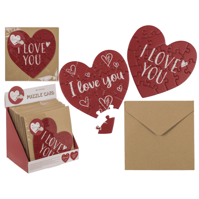 Herzförmige Geschenkkarte, Puzzle, Love,