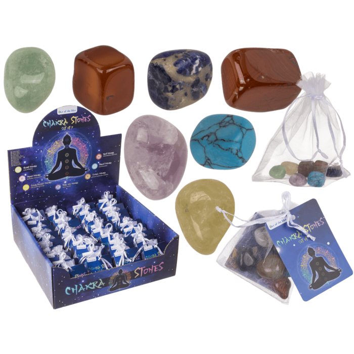 Chakra Steine, 7er Set im Organza-Säckchen,