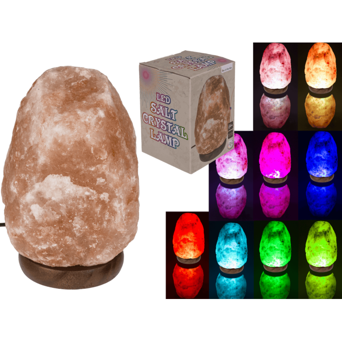 LED-Salzkristall-Lampe, farbwechselnd,