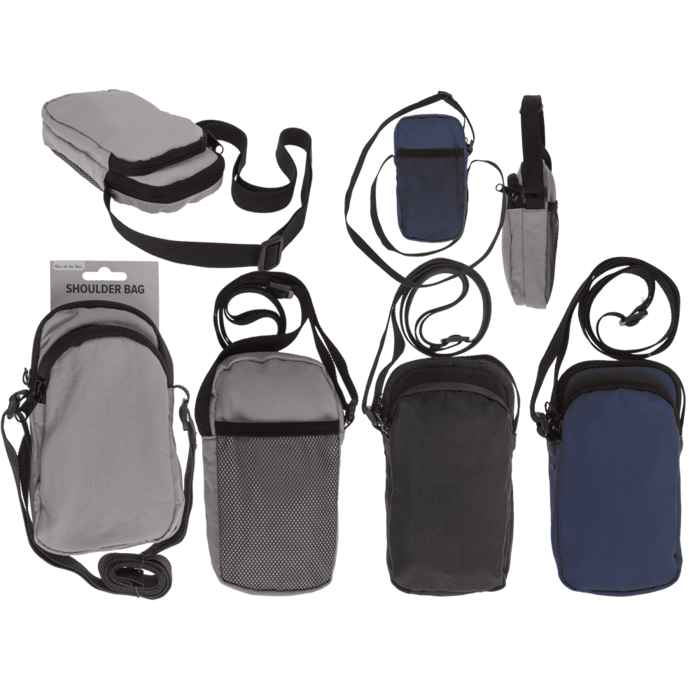 Schultertasche, mit 2 Hauptfächern + Netzfach,
