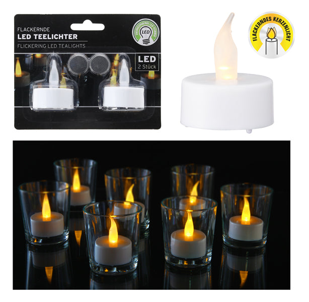 LED Teelicht, 2er Set, weiß