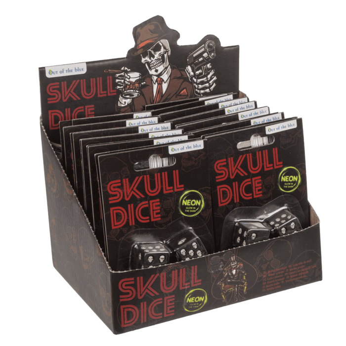 Würfel, Totenkopf,  leuchtet im Dunkeln,