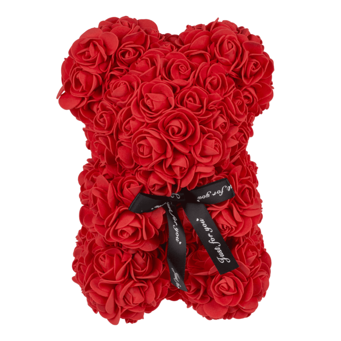 Rosen-Bär, 25 x16 x16 cm in PET Geschenkbox