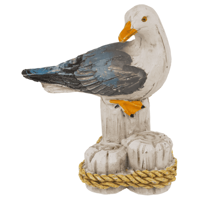 Polyresin-Dekofigur, Möwe auf Poller, 5 x 5 cm,