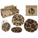 Runder Handwärmer, Leopard, mit Plüschüberzug,