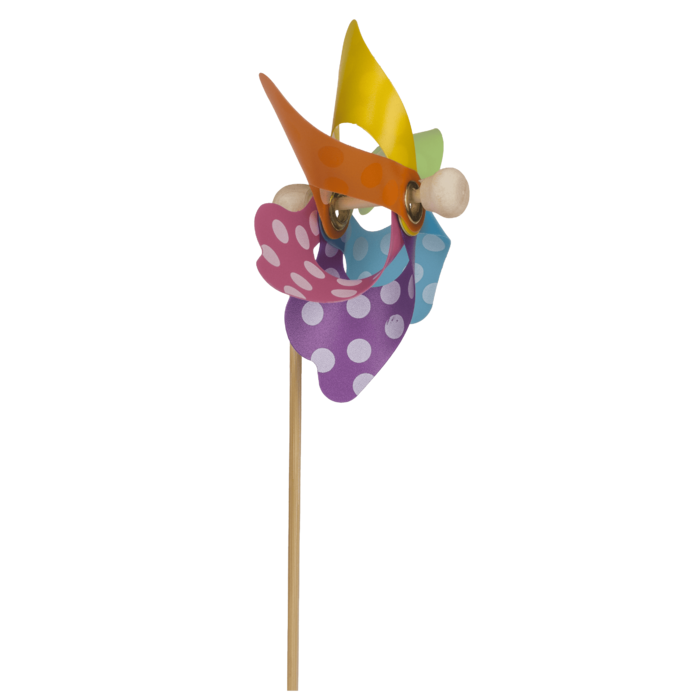 Bunte Windmühle mit weißen Punkten, ca. 9 cm,