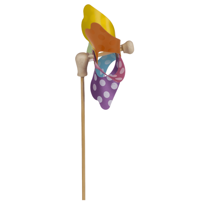 Bunte Windmühle mit weißen Punkten, ca. 9 cm,