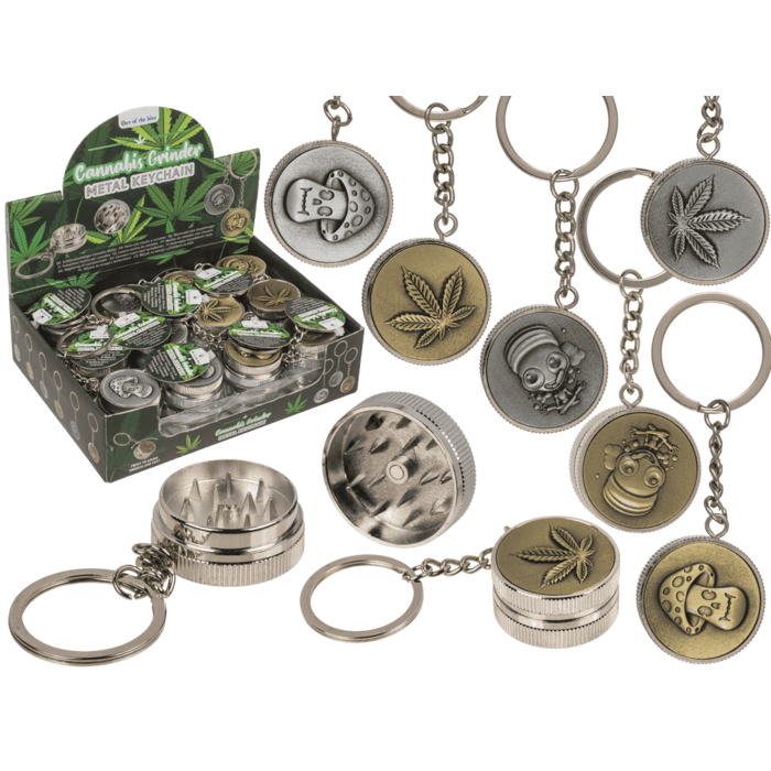 Metall-Schlüsselanhänger, Cannabis Mühle,