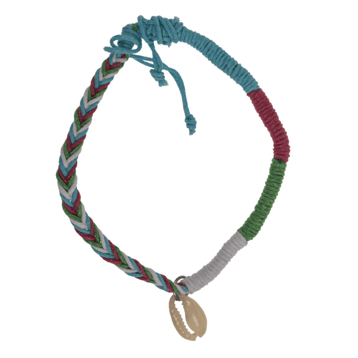 Fußkette mit Muschel Dekor, aus Baumwolle,
