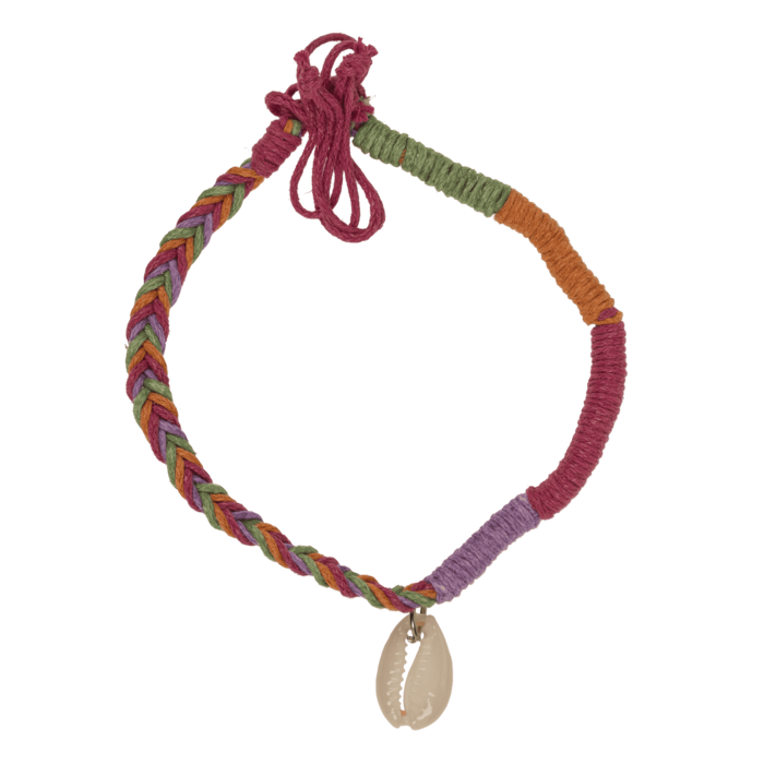 Fußkette mit Muschel Dekor, aus Baumwolle,