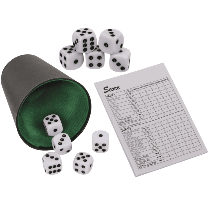 Würfel-Set, 5 Würfel, 1 Würfelbecher,