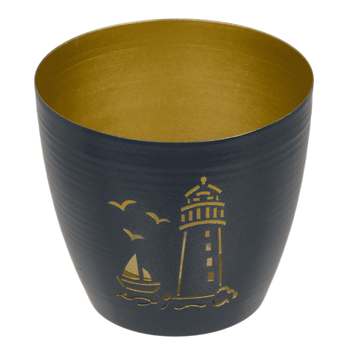 Metall-Teelichthalter, Maritim, 10 x 10 x 9 cm,