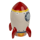 Spardose, Rakete, 12,5 x 7 cm, aus Steingut,