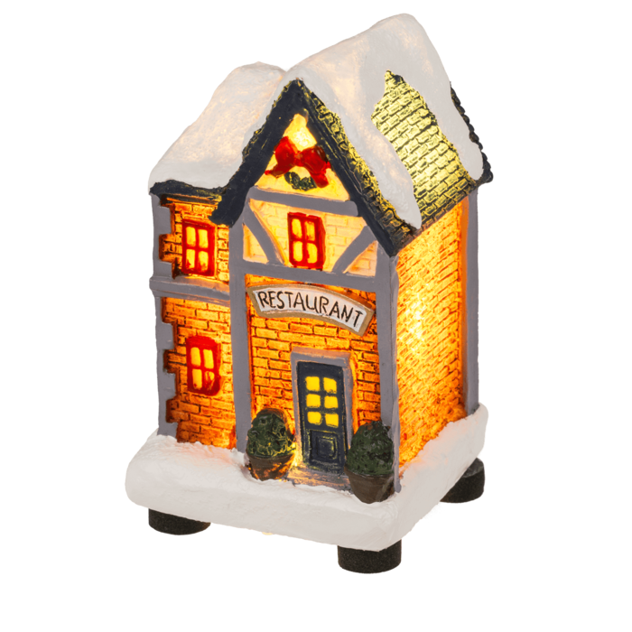 Beleuchtetes Weihnachtshäuschen, 6,5 x 8 cm,