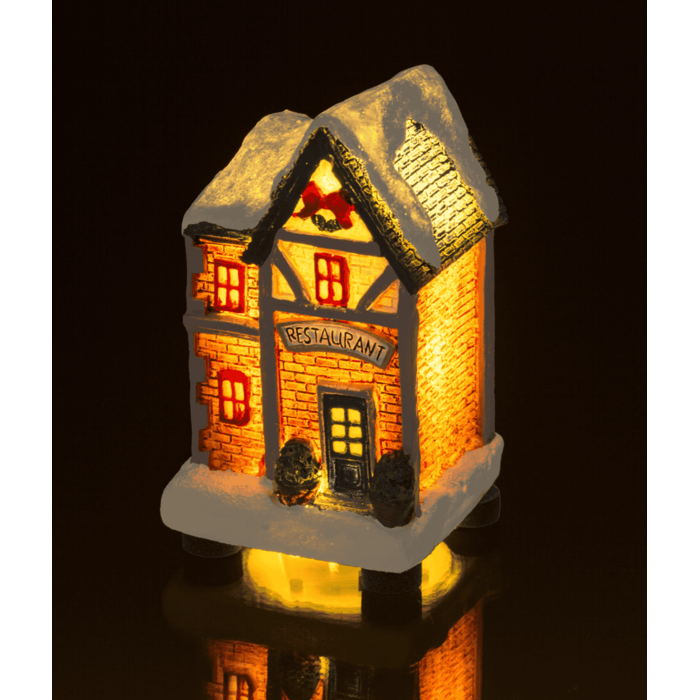 Beleuchtetes Weihnachtshäuschen, 6,5 x 8 cm,