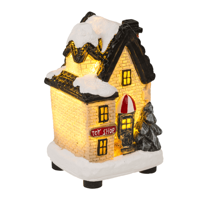 Beleuchtetes Weihnachtshäuschen, 6,5 x 8 cm,