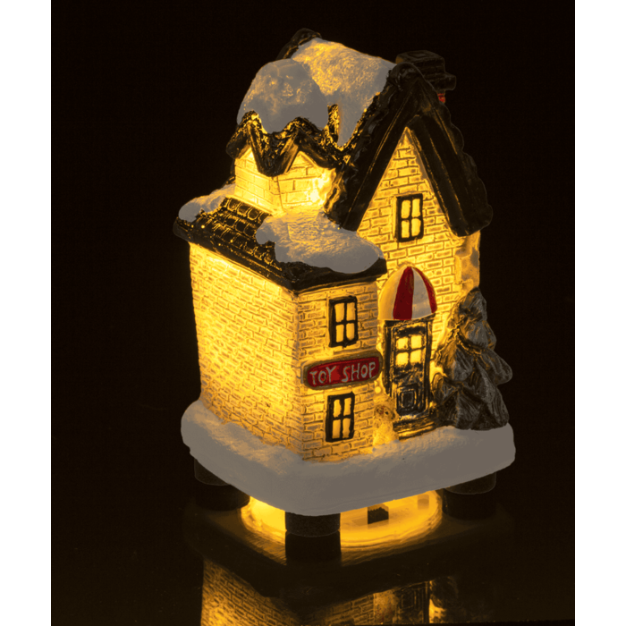 Beleuchtetes Weihnachtshäuschen, 6,5 x 8 cm,