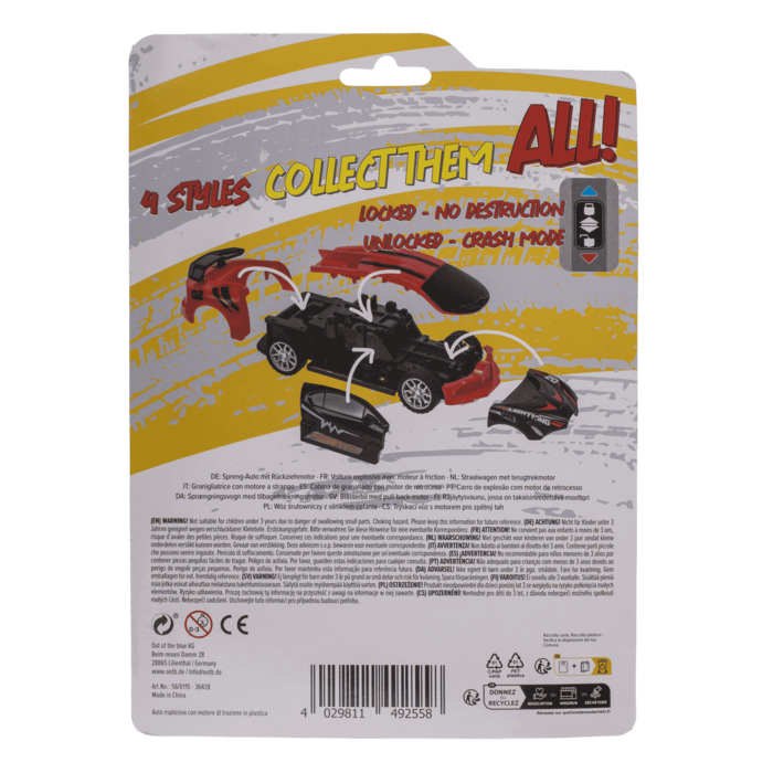 Spreng-Auto mit Rückziehmotor, 12,6 cm.