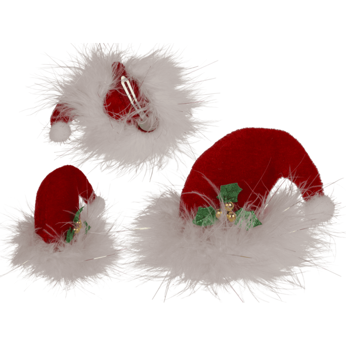 Plüsch-Haarclip, Weihnachtsmütze,