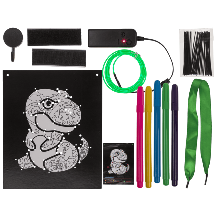 Dinosaurier Neon-Wandbild,