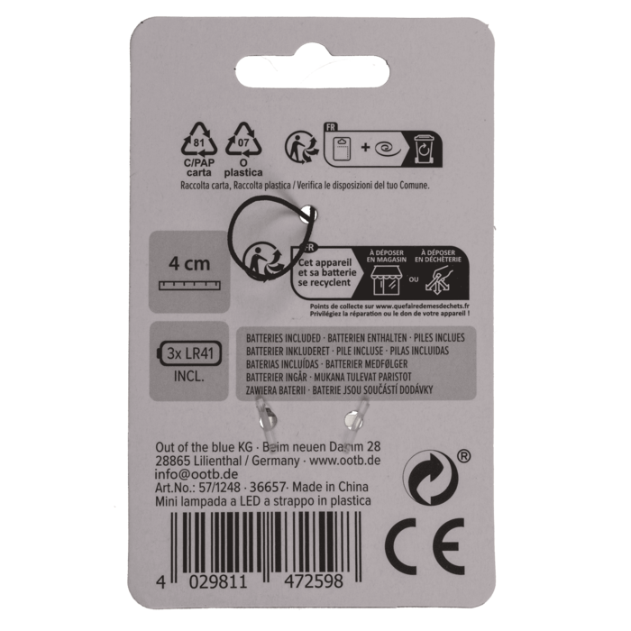 Mini LED Ziehleuchte, ca. 5 cm, 3-farbig sortiert,