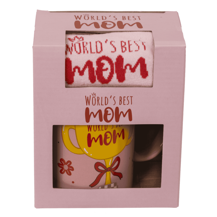 "Geschenkset, World's Best Mom, Becher und Socken,"