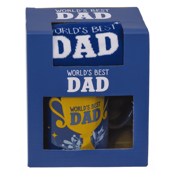 "Geschenkset, World's Best Dad, Becher und Socken,"