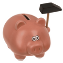 Spardose, Comic Schwein mit Hammer, 11 x 9 cm,
