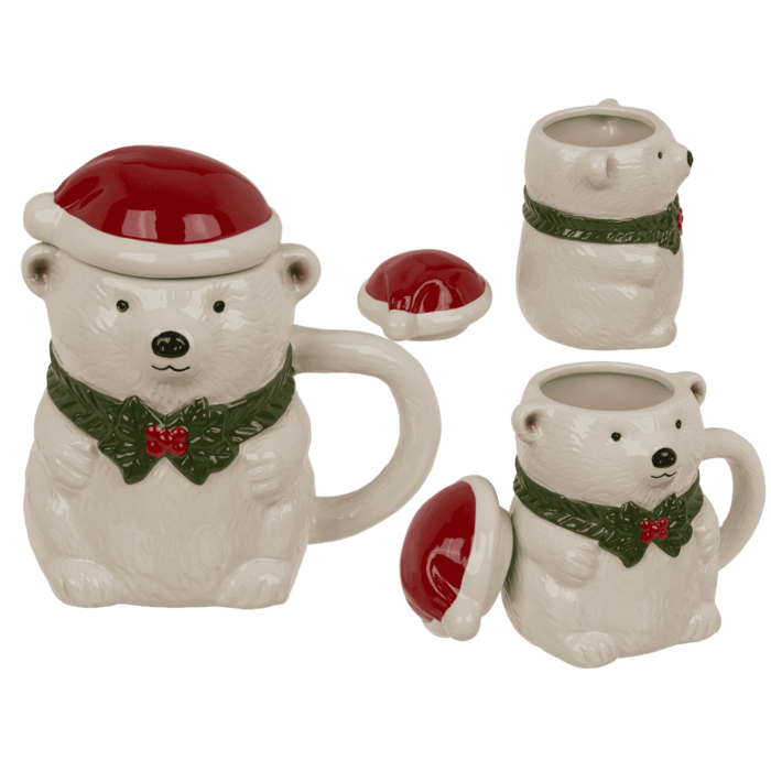 Becher, Eisbär, mit Deckel, 12 x 8 cm, 380 ml,