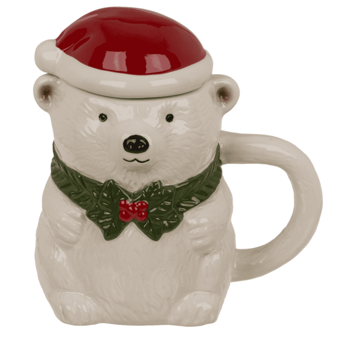 Becher, Eisbär, mit Deckel, 12 x 8 cm, 380 ml,