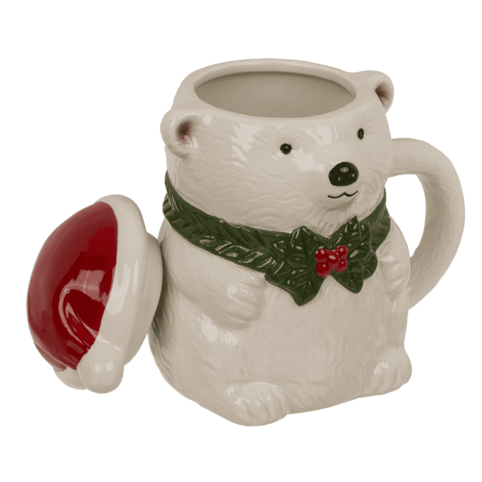 Becher, Eisbär, mit Deckel, 12 x 8 cm, 380 ml,