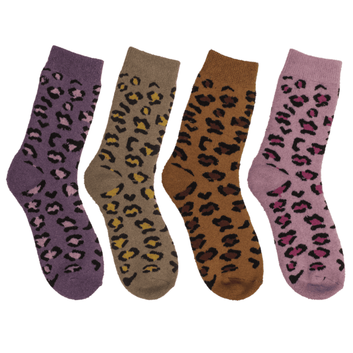 Damen-Stricksocken, Leopard,