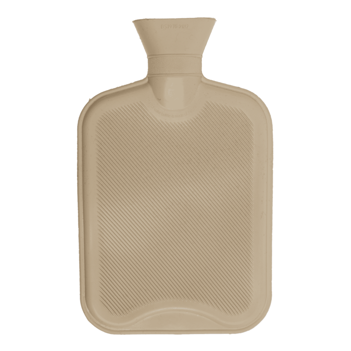 Wärmflasche mit Plüschüberzug & Bommeln,