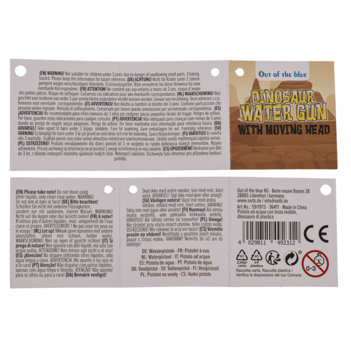 Wasserpistole mit beweglichem Kopf, Dinosaurier,
