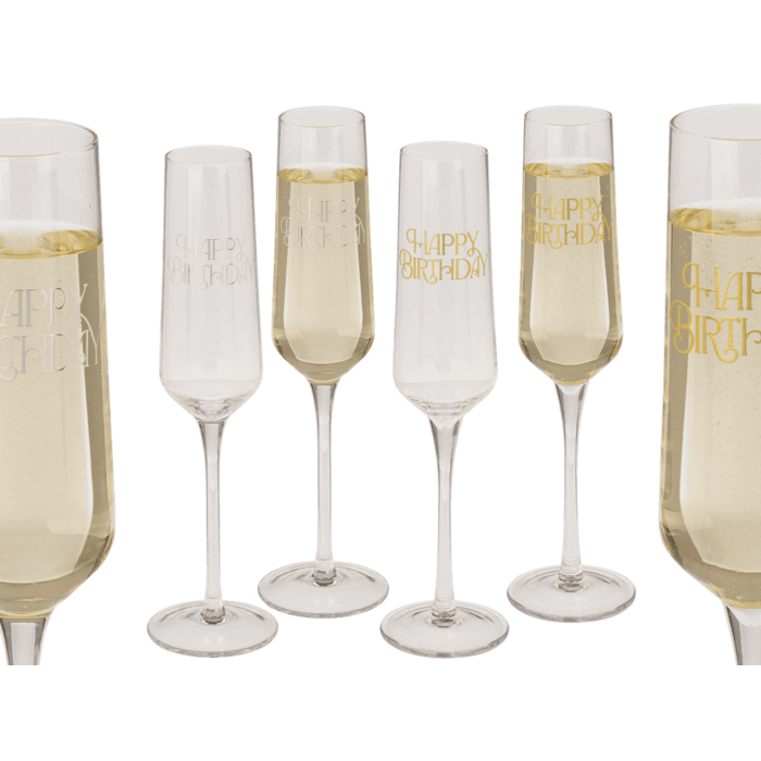 Sektglas-Set, Happy Birthday, 7 x 26 cm,