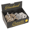 Textil-Haarband/Armband mit Kunststoffperlen,