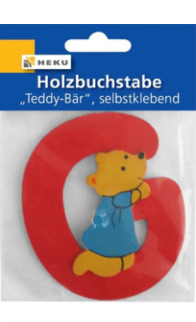 Holzbuchstabe "Teddy-Bär", selbstklebend, G