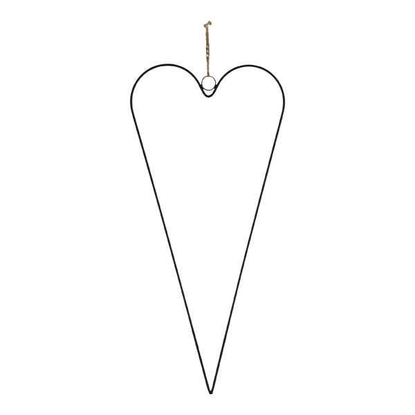 Hänger Herz an Jute Band, schwarz, S, ca. 15x30cm