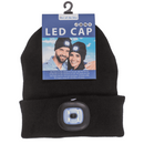 Schwarze Mütze mit 4 LED (inkl. Batterien),