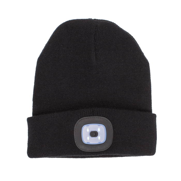 Schwarze Mütze mit 4 LED (inkl. Batterien),
