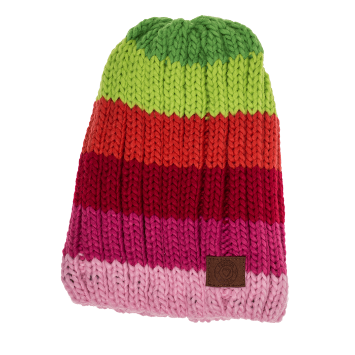 Kinder-Kuschel-Mütze mit Bommel, Rainbow Colours,