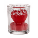 Herz-Kerze im Glas mit Dekor, ca. 6 x 5 cm,