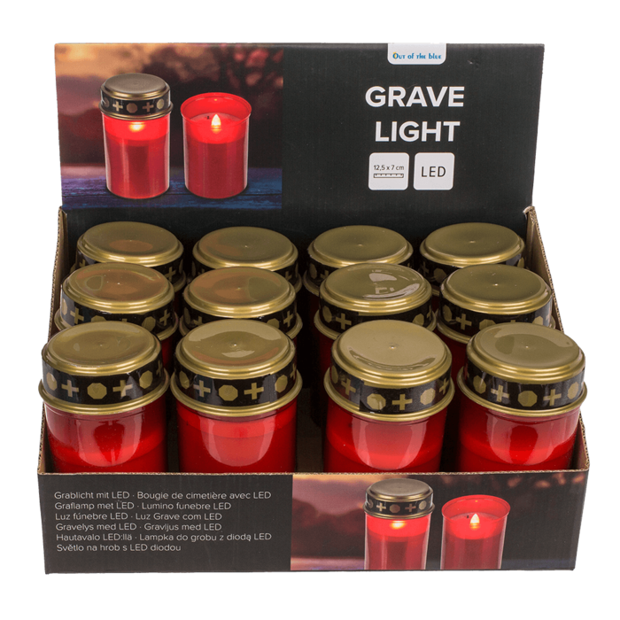 Grablicht mit LED,12,5 x 7 cm, rot,