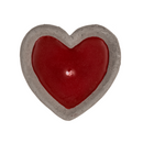 Rote Kerze im Zementtopf, Herzform,