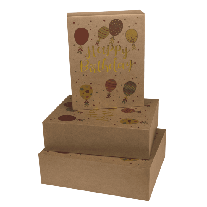 Kraftpapier-Geschenkkartonage, Happy Birthday,