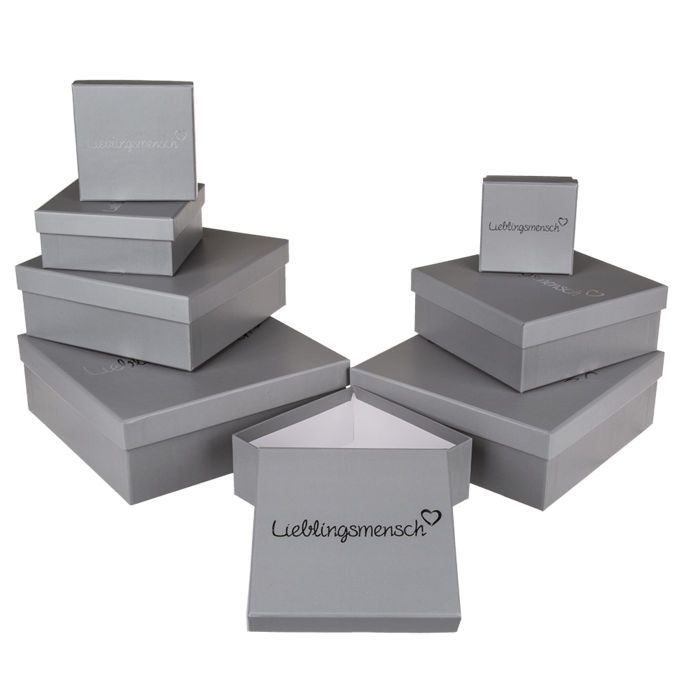 Graue Geschenkkartonage, Lieblingsmensch,