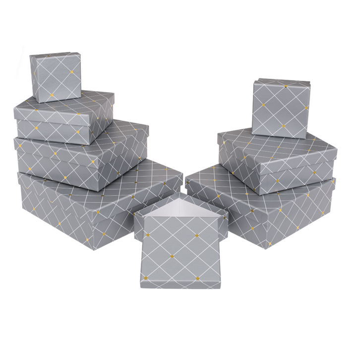 Graue, mattierte Geschenkkartonage,