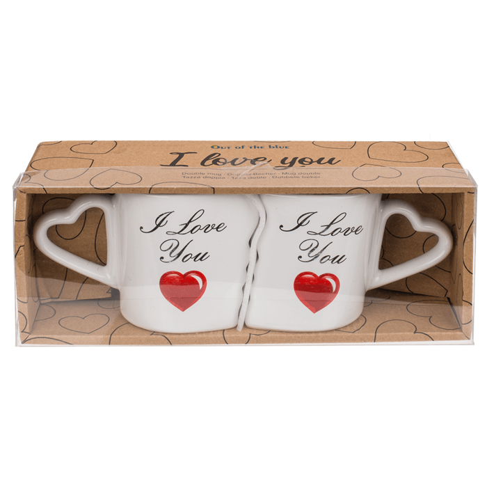Doppel-Becher, I love you, 8,5 x 9 cm,